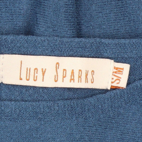 Lucy Sparks Women Blue Long Sleeve Knit Shift Dress M
