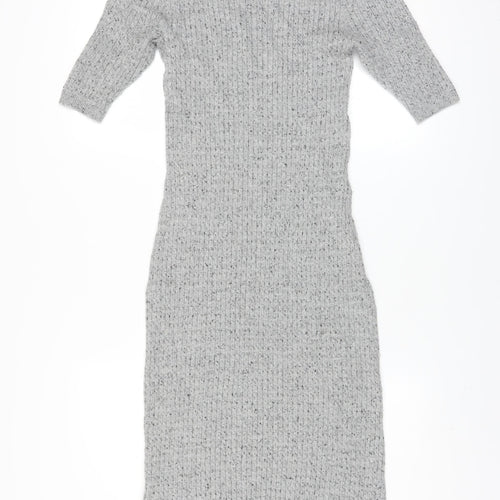 Next Women Grey Knit Midi Bodycon Dress Size 12
