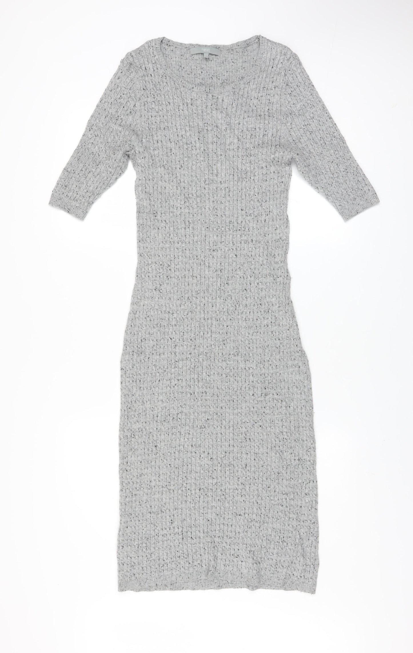 Next Women Grey Knit Midi Bodycon Dress Size 12
