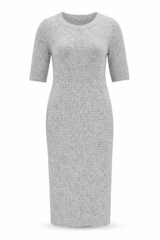 Front view of Next Women Grey Knit Midi Bodycon Dress, size 12