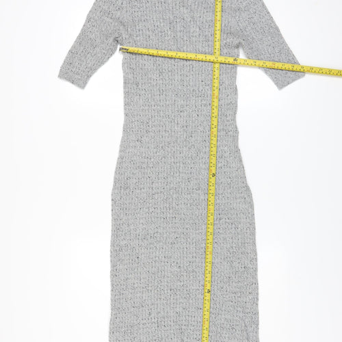 Next Women Grey Knit Midi Bodycon Dress Size 12