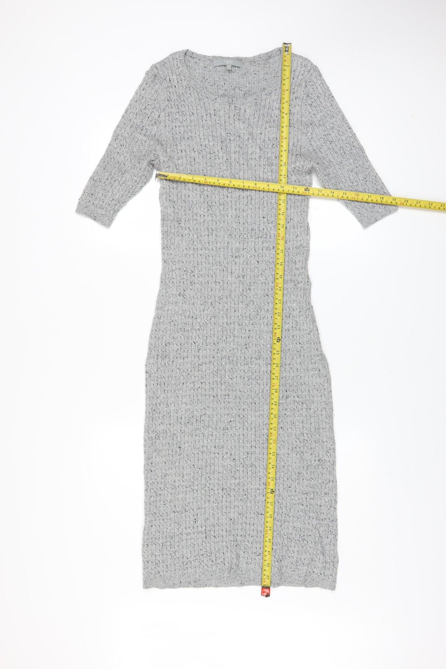 Next Women Grey Knit Midi Bodycon Dress Size 12