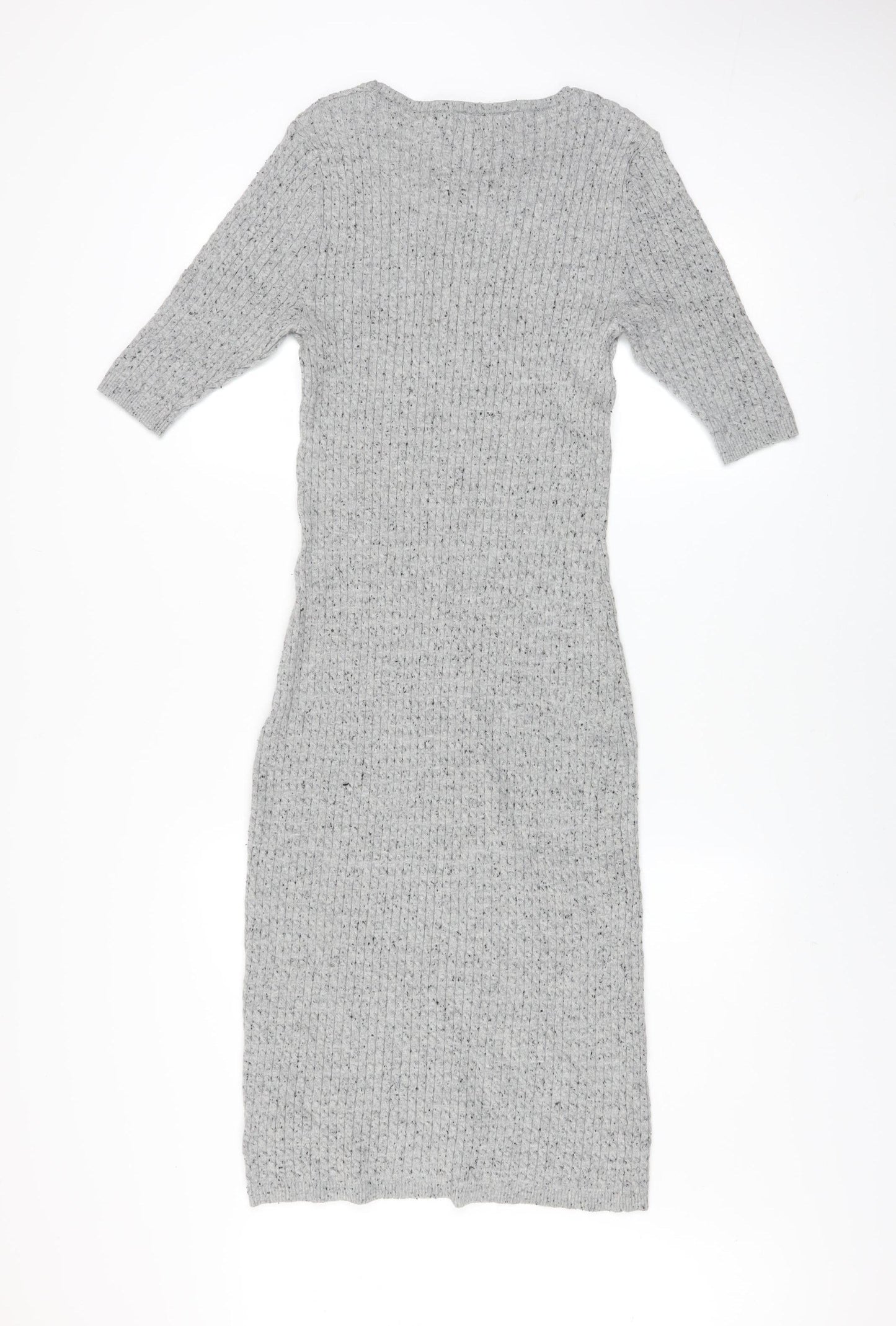 Next Women Grey Knit Midi Bodycon Dress Size 12