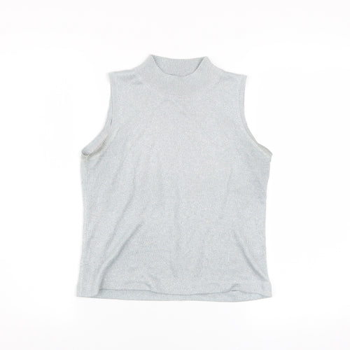 RAAM Original Women's Silver Sleeveless High Neck Knit Tank Top
