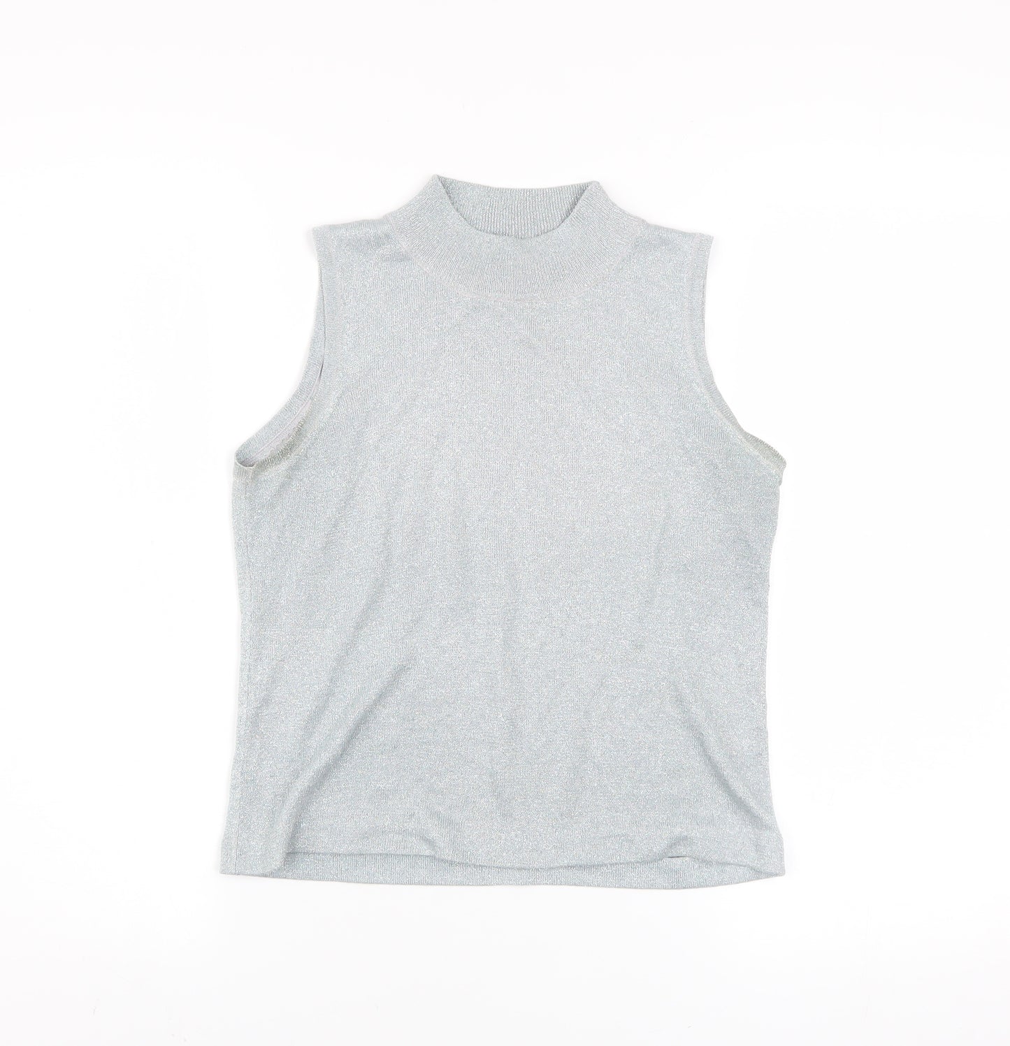 RAAM Original Women's Silver Sleeveless High Neck Knit Tank Top