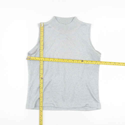 RAAM Original Women's Silver Sleeveless High Neck Knit Tank Top