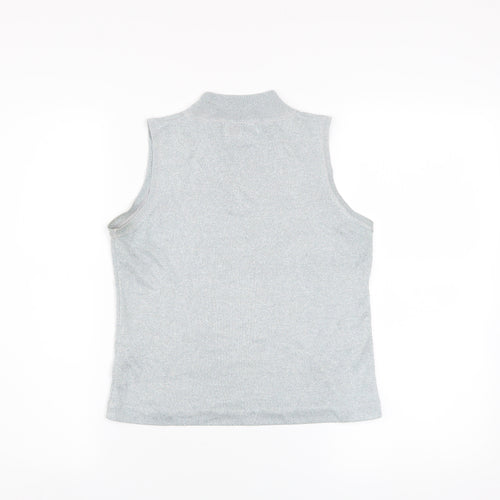 RAAM Original Women's Silver Sleeveless High Neck Knit Tank Top