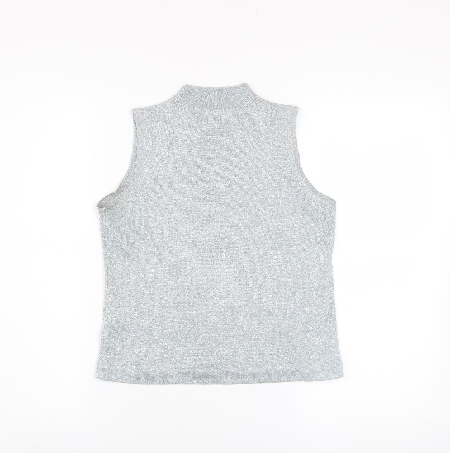 RAAM Original Women's Silver Sleeveless High Neck Knit Tank Top