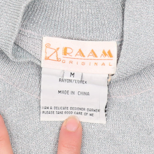 RAAM Original Women's Silver Sleeveless High Neck Knit Tank Top
