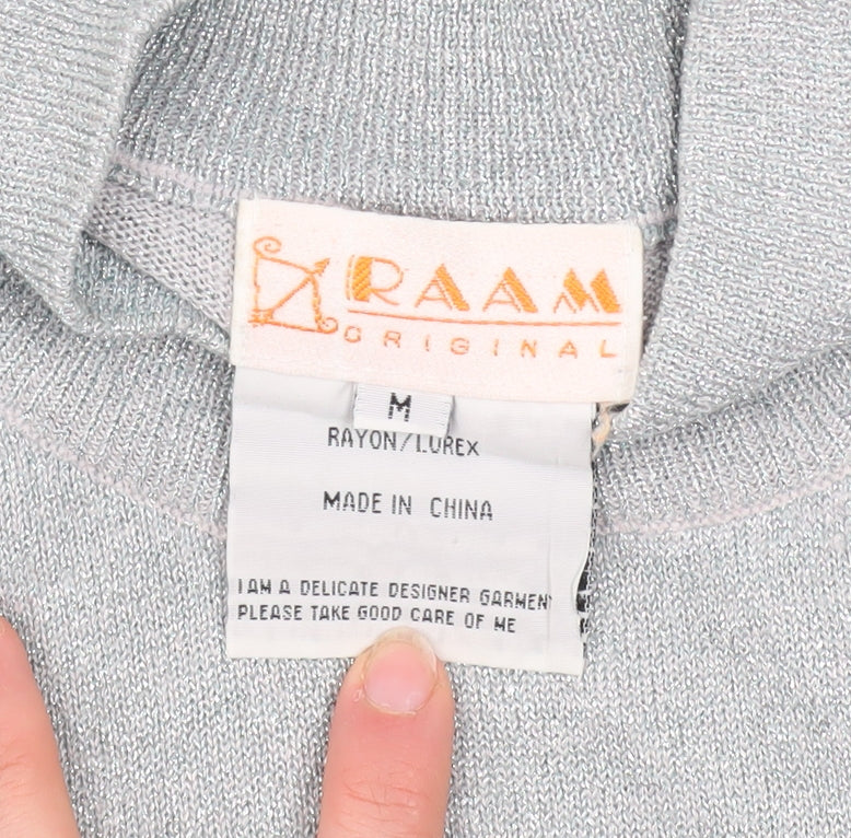 RAAM Original Women's Silver Sleeveless High Neck Knit Tank Top