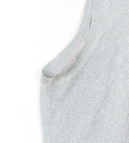 RAAM Original Women's Silver Sleeveless High Neck Knit Tank Top