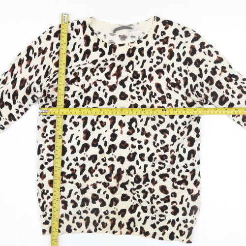 Mint Velvet Womens Beige Leopard Print Pullover Jumper Size 8