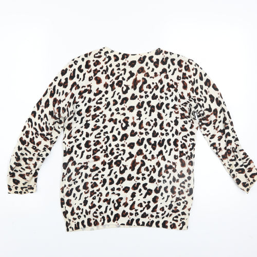 Mint Velvet Womens Beige Leopard Print Pullover Jumper Size 8