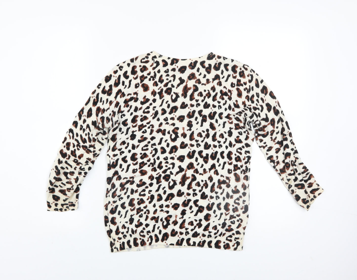 Mint Velvet Womens Beige Leopard Print Pullover Jumper Size 8