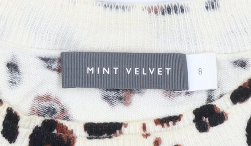 Mint Velvet Womens Beige Leopard Print Pullover Jumper Size 8
