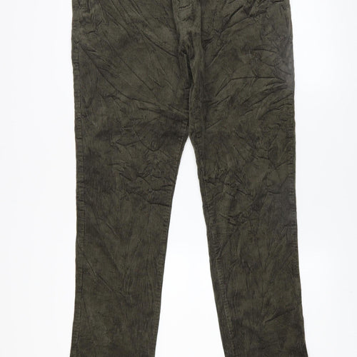 Next Men's Green Corduroy Slim Fit Trousers Size 36R