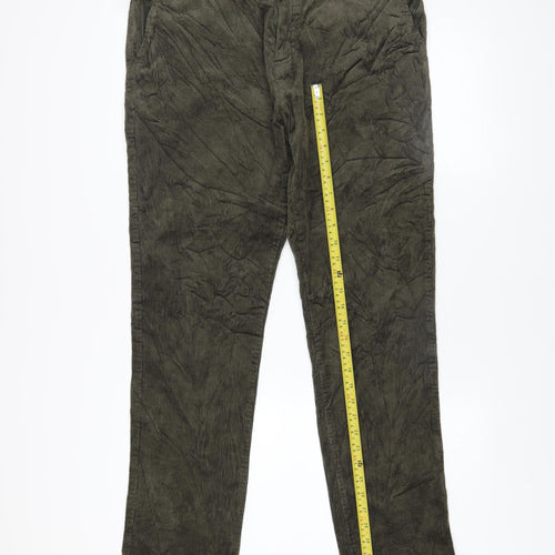 Next Men's Green Corduroy Slim Fit Trousers Size 36R