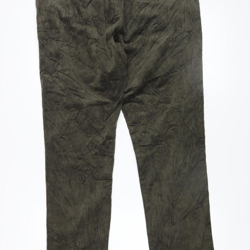 Next Men's Green Corduroy Slim Fit Trousers Size 36R