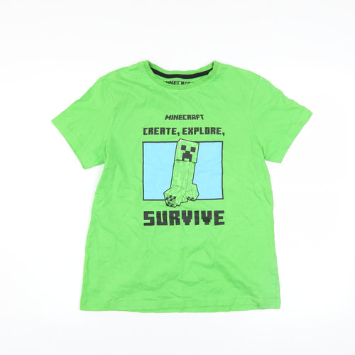 Minecraft Boys Green 11-12 Years Creeper Graphic Short Sleeve T-Shirt