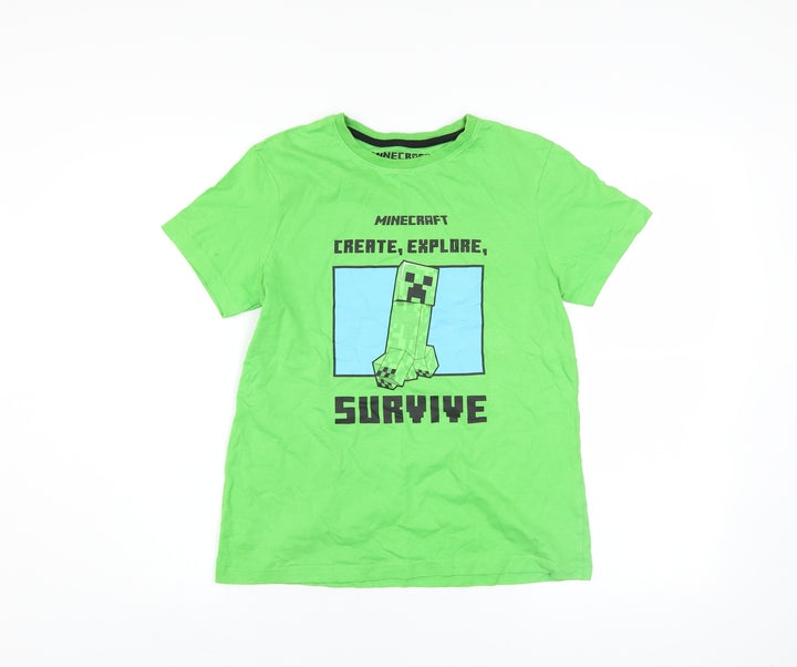 Minecraft Boys Green 11-12 Years Creeper Graphic Short Sleeve T-Shirt
