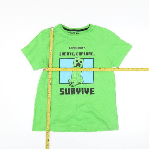 Minecraft Boys Green 11-12 Years Creeper Graphic Short Sleeve T-Shirt