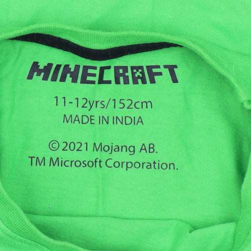 Minecraft Boys Green 11-12 Years Creeper Graphic Short Sleeve T-Shirt