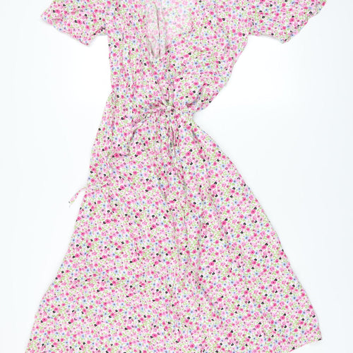 Pieces Women’s Multicoloured Floral Midi Wrap Dress M