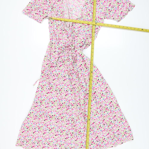 Pieces Women’s Multicoloured Floral Midi Wrap Dress M