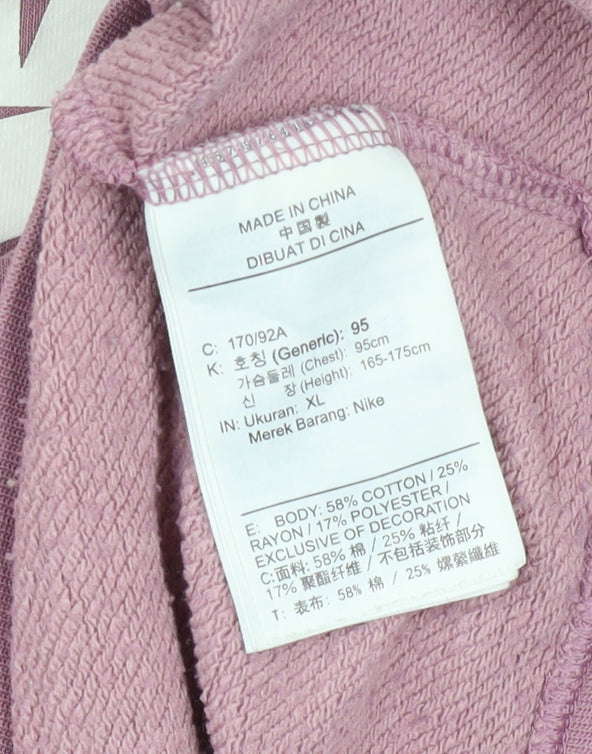 Nike Women’s Pink Crew Neck Pullover Sweatshirt XL Cotton Blend