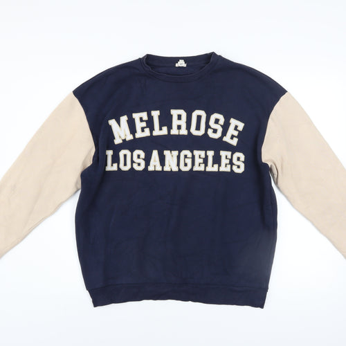 River Island Men's Blue Beige Melrose Los Angeles Sweatshirt XS