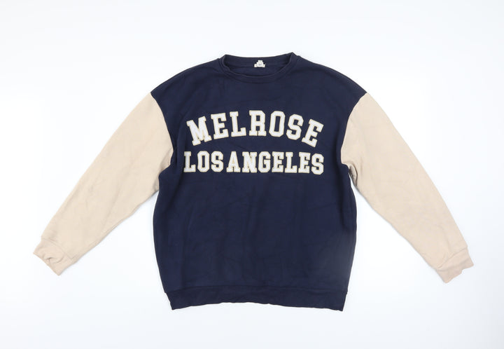 River Island Men's Blue Beige Melrose Los Angeles Sweatshirt XS