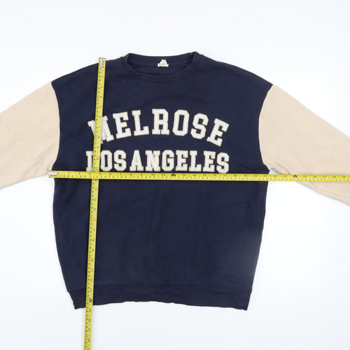 River Island Men's Blue Beige Melrose Los Angeles Sweatshirt XS
