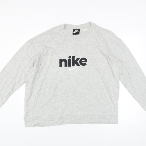 Nike Men's Grey XL Long Sleeve Cotton Crew Neck Sweatshirt
