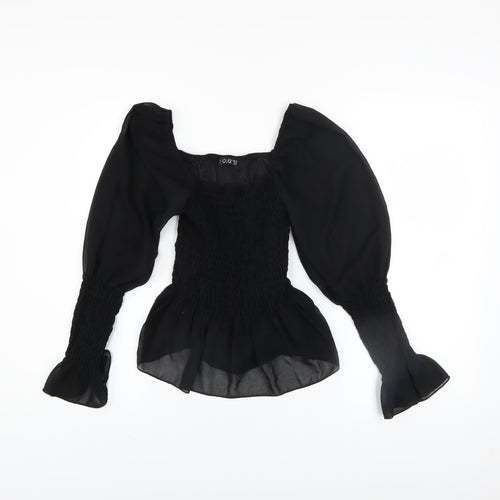 Quiz Women's Black Puff Sleeve Chiffon Blouse Size 10