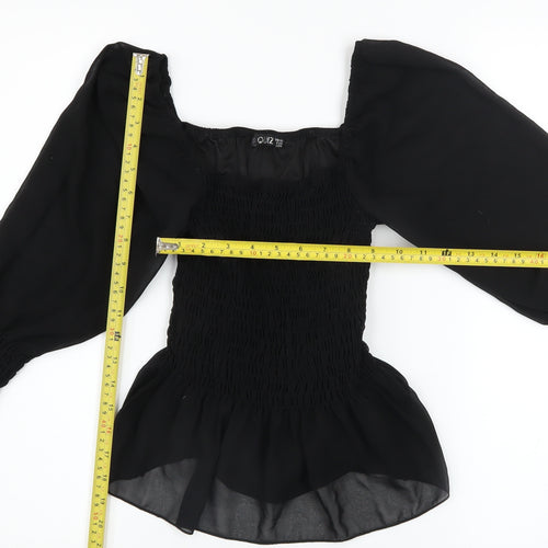 Quiz Women's Black Puff Sleeve Chiffon Blouse Size 10