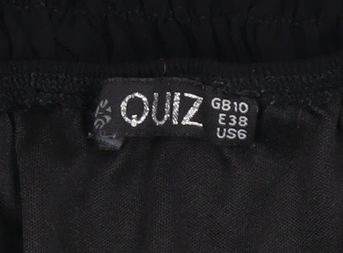 Quiz Women's Black Puff Sleeve Chiffon Blouse Size 10