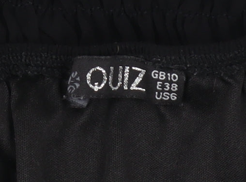Quiz Women's Black Puff Sleeve Chiffon Blouse Size 10
