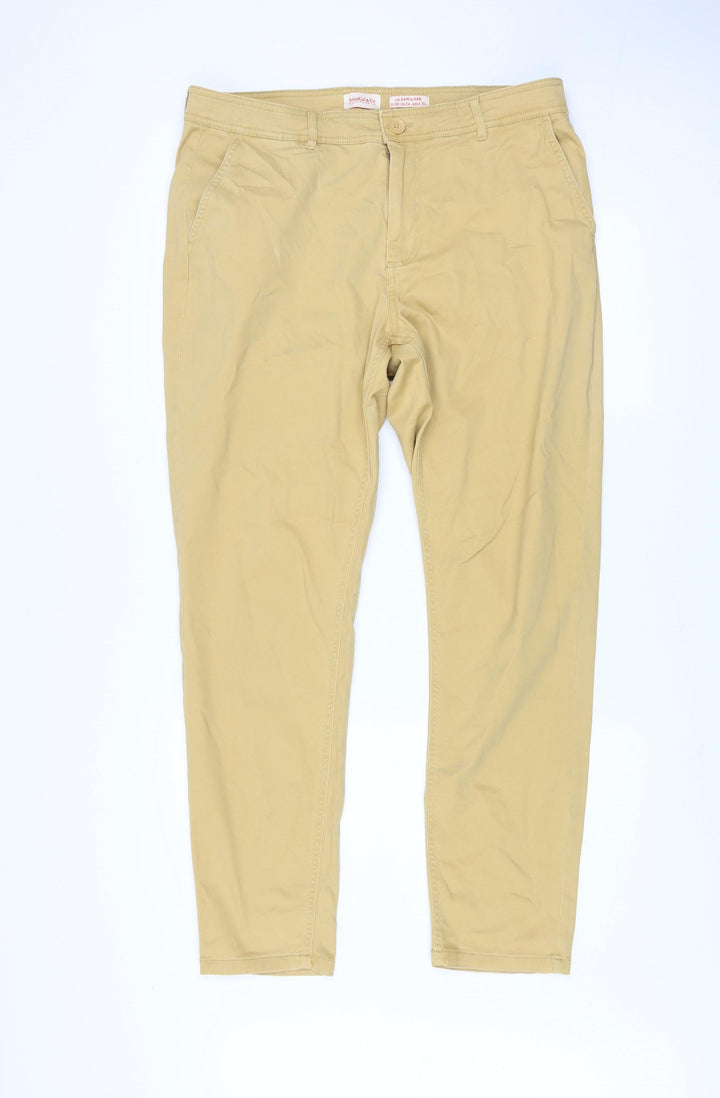 SoulCal & Co Men's Beige Chino Trousers Size L 34W x 32L Slim Fit Cotton