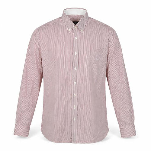 Hackett London Men’s Red Striped Classic Fit Cotton Button-Up Shirt Size L