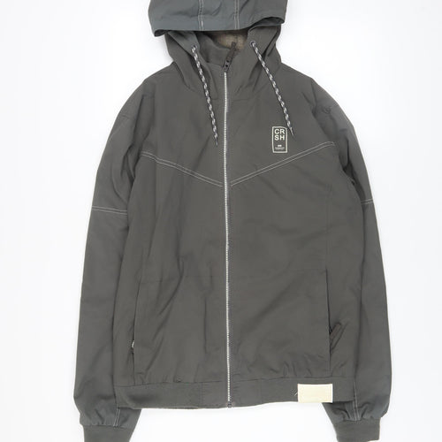 Crosshatch Mens Grey XL Hooded Windbreaker Jacket