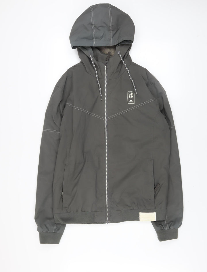 Crosshatch Mens Grey XL Hooded Windbreaker Jacket