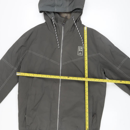 Crosshatch Mens Grey XL Hooded Windbreaker Jacket