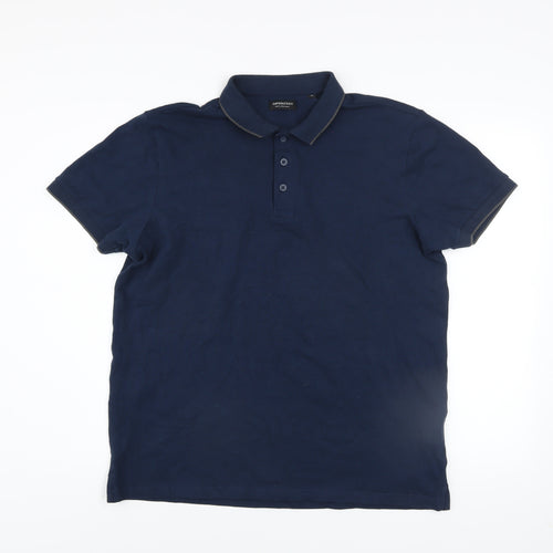 Capsule Men Blue Cotton Stretch Polo Shirt Size M