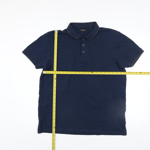 Capsule Men Blue Cotton Stretch Polo Shirt Size M