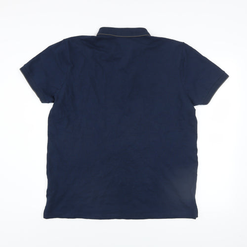 Capsule Men Blue Cotton Stretch Polo Shirt Size M