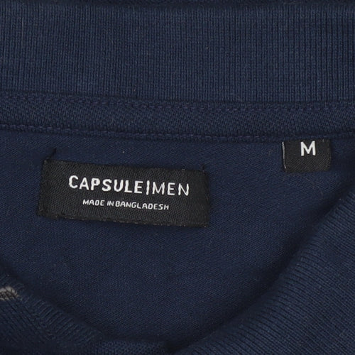 Capsule Men Blue Cotton Stretch Polo Shirt Size M