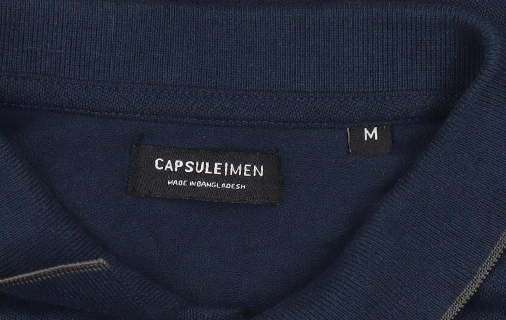 Capsule Men Blue Cotton Stretch Polo Shirt Size M