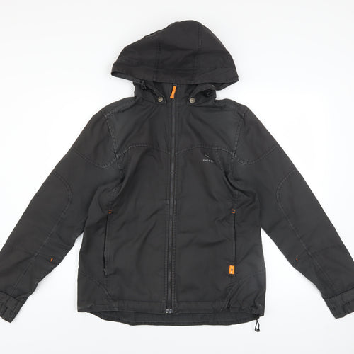 Kaikkialla Men's Black Hooded Parka Jacket Size 38 Regular Fit Outdoor
