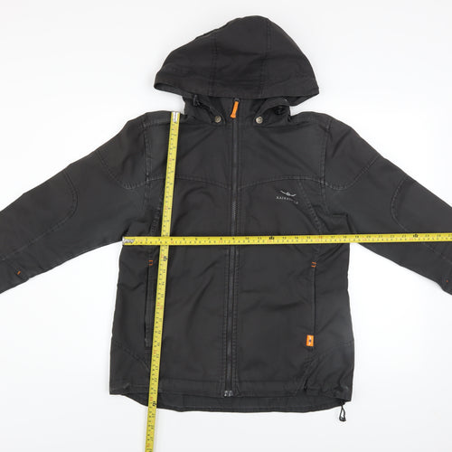 Kaikkialla Men's Black Hooded Parka Jacket Size 38 Regular Fit Outdoor