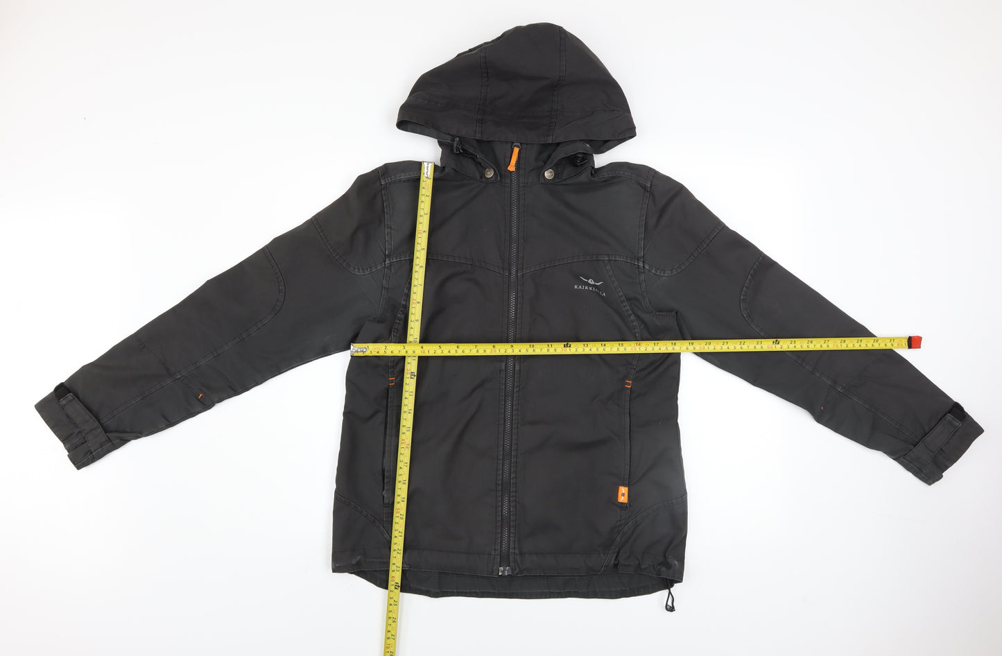 Kaikkialla Men's Black Hooded Parka Jacket Size 38 Regular Fit Outdoor